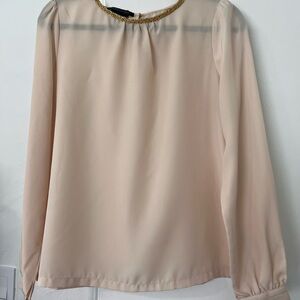 BCBGMaxAzria Tan Bishop Sleeve Long Blouse